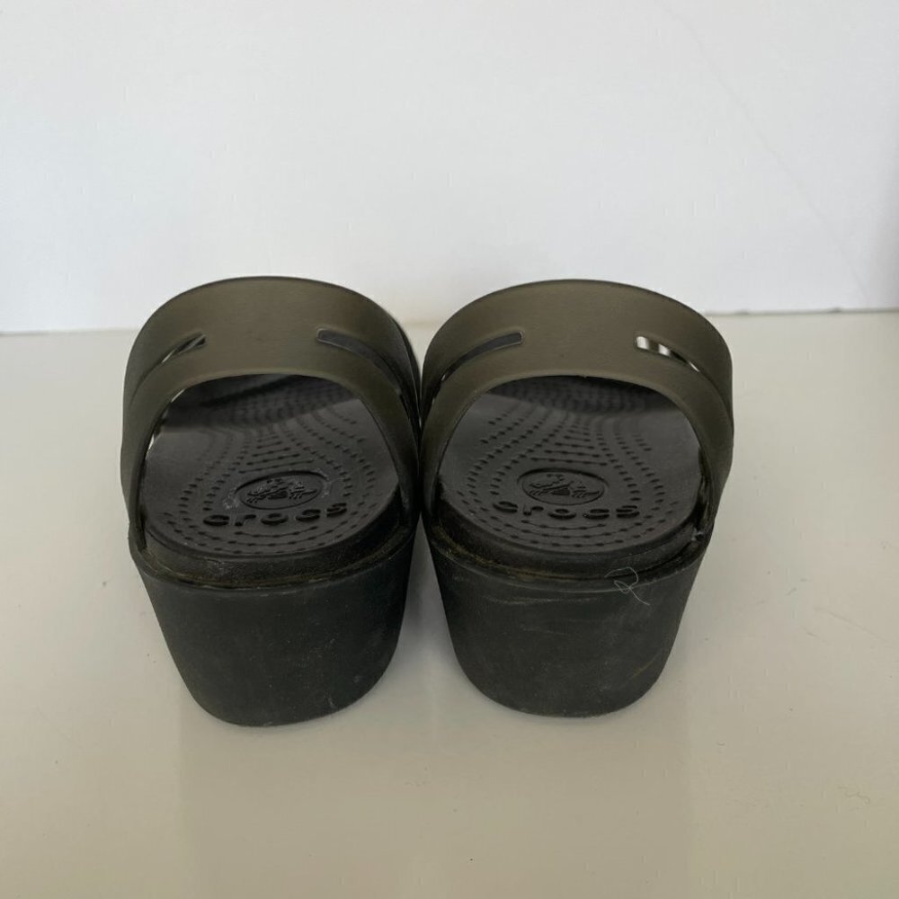 Crocs Huaranche Mini Wedge Sandals Strappy Slip-On Casual Black 8 - Picture 4 of 8